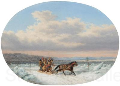 Cornelius Krieghoff Crossing the Ice at Quebec' Spain oil painting art